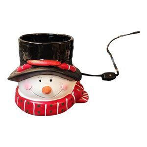 Snowman Ceramic Electric Candle Warmer Fragrance Bar Full Size Working Preowned☃